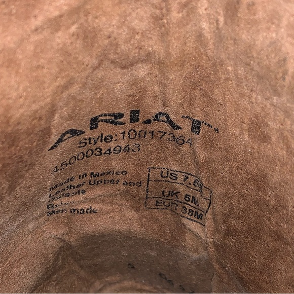 Ariat Womens Boots 7.5 Brown Embroidered with Turquoise Detail Mid Calf - Picture 6 of 11